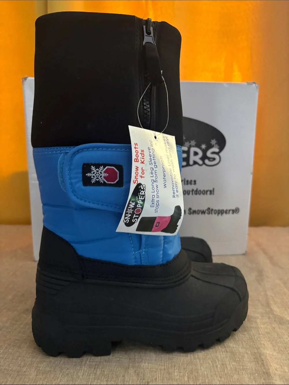Kids Waterproof Blue & Black Winter Boots
